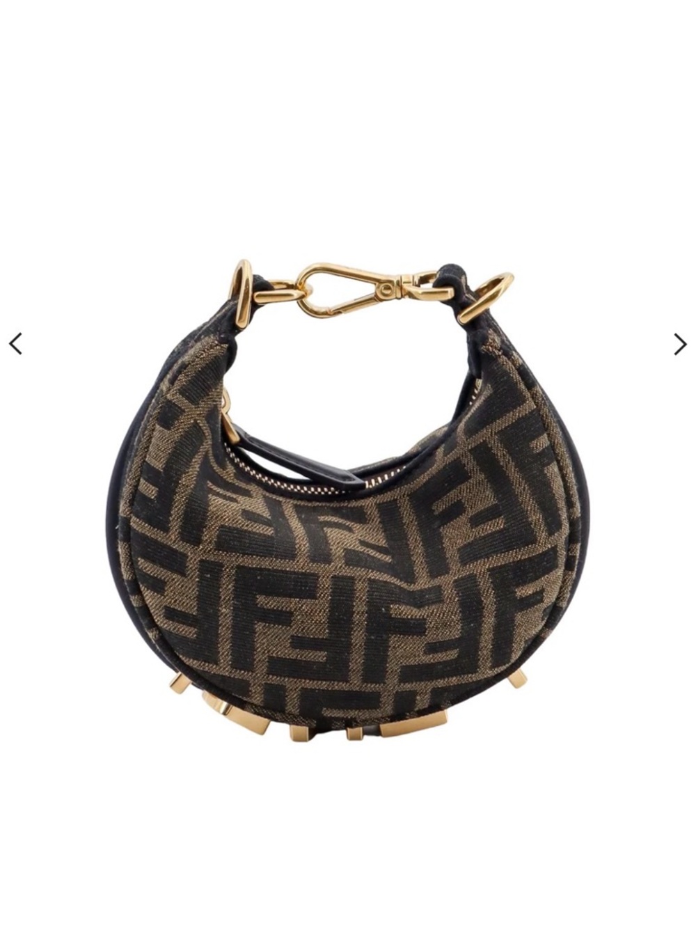 Fendi Brown Monogram Mini Crescent Bag with Gold Hardware